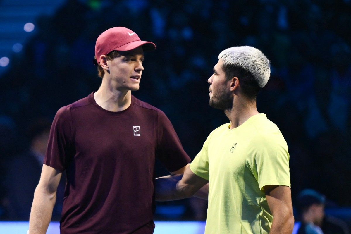 من مواجهة سينر وألكاراز. (أ ف ب)