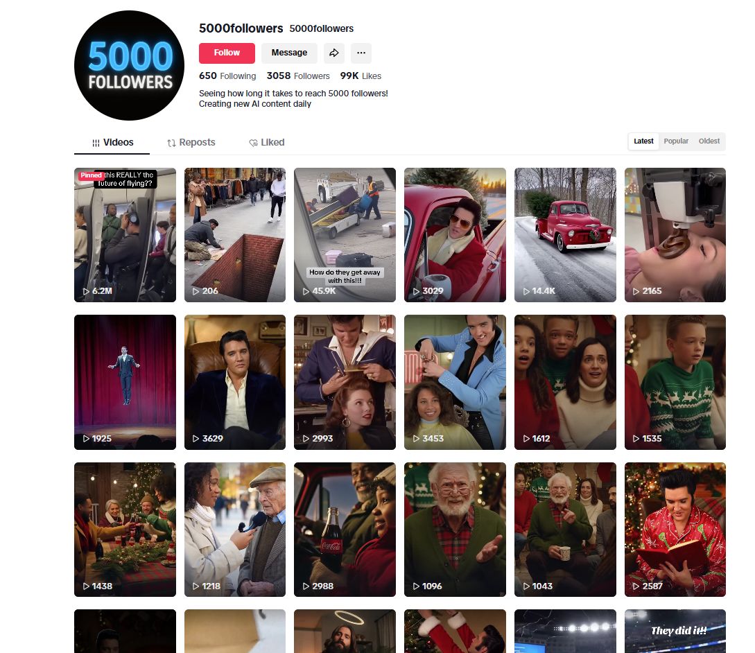 لقطة لحساب 5000followers@ في تيك توك