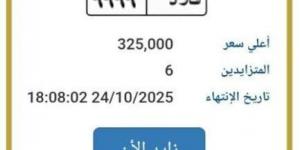 «بـ
      325
      ألف
      جنيه»..
      مزاد
      علني
      على
      لوحة
      سيارة
      مميزة - مصدرنا الإخباري