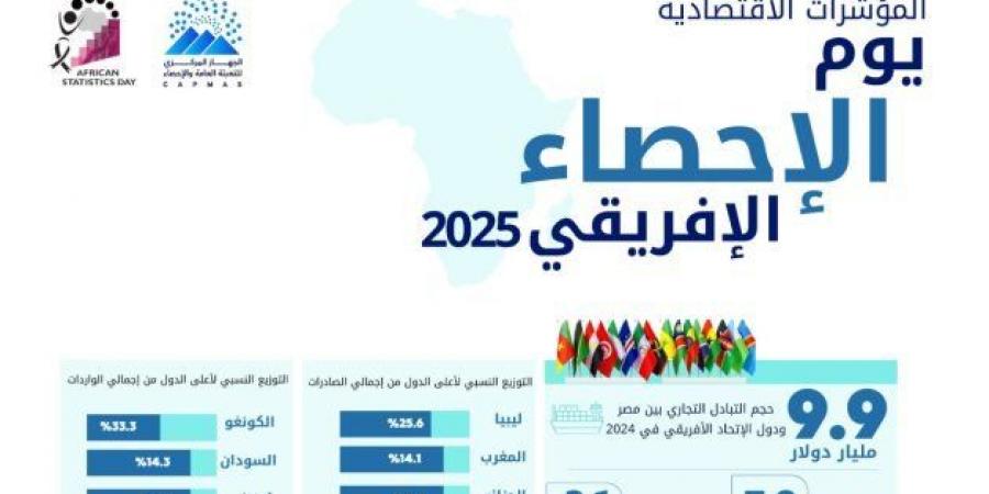 جهاز الإحصاء: 7.8 مليار دولار صادرات مصر إلى دول الاتحاد الأفريقي عام 2024 - المصدر 7